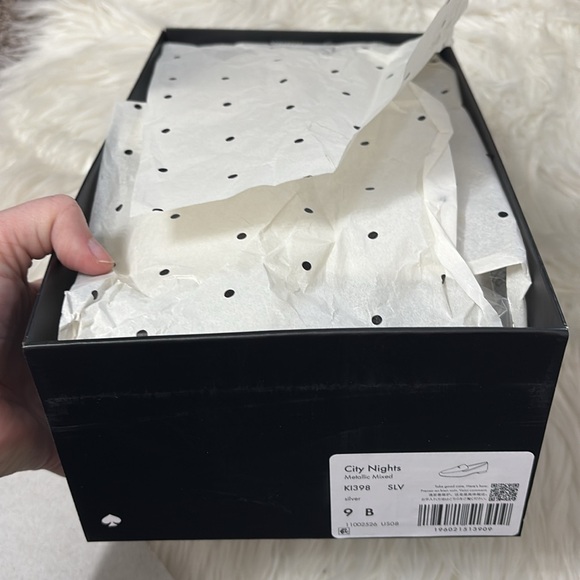 NEW In Box Kate Spade City Lights Metallic Silver Sparkly Loafers Size 9 - Picture 6 of 14